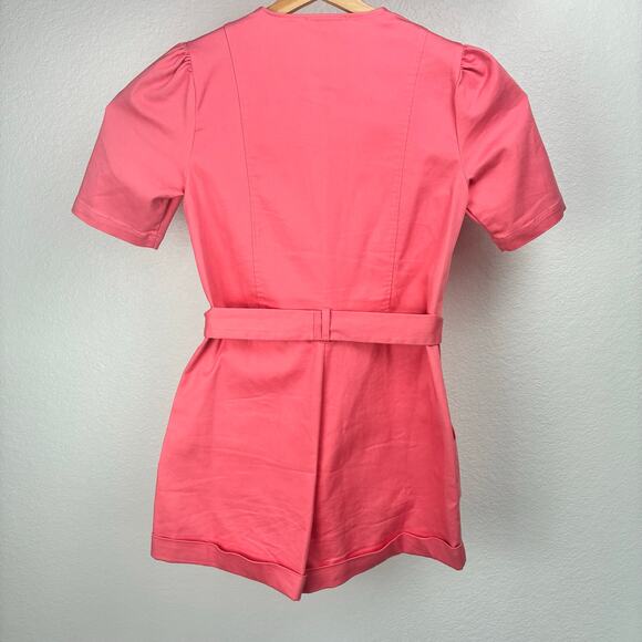 BCBGeneration Coral Tie-Waist Utility Romper Sz XS – Short Sleeve Jumpsuit NWOT - Picture 4 of 13